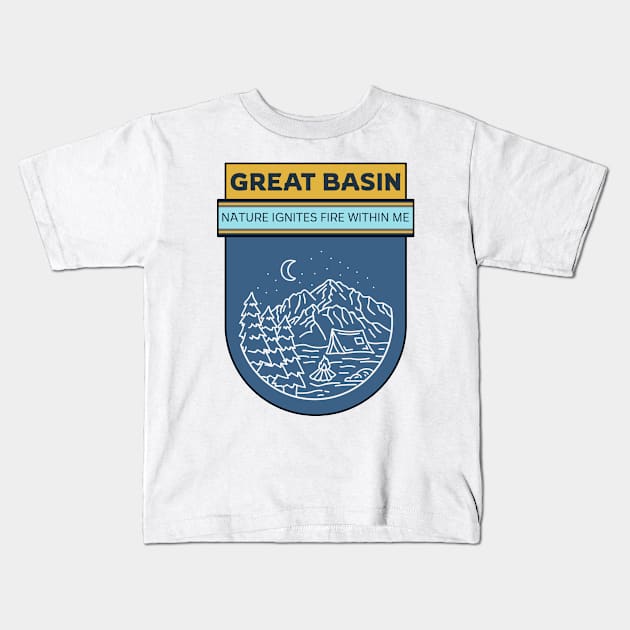 Great Basin National Parks Camping Hiking Outdoors Outdoorsman Kids T-Shirt by Tip Top Tee's